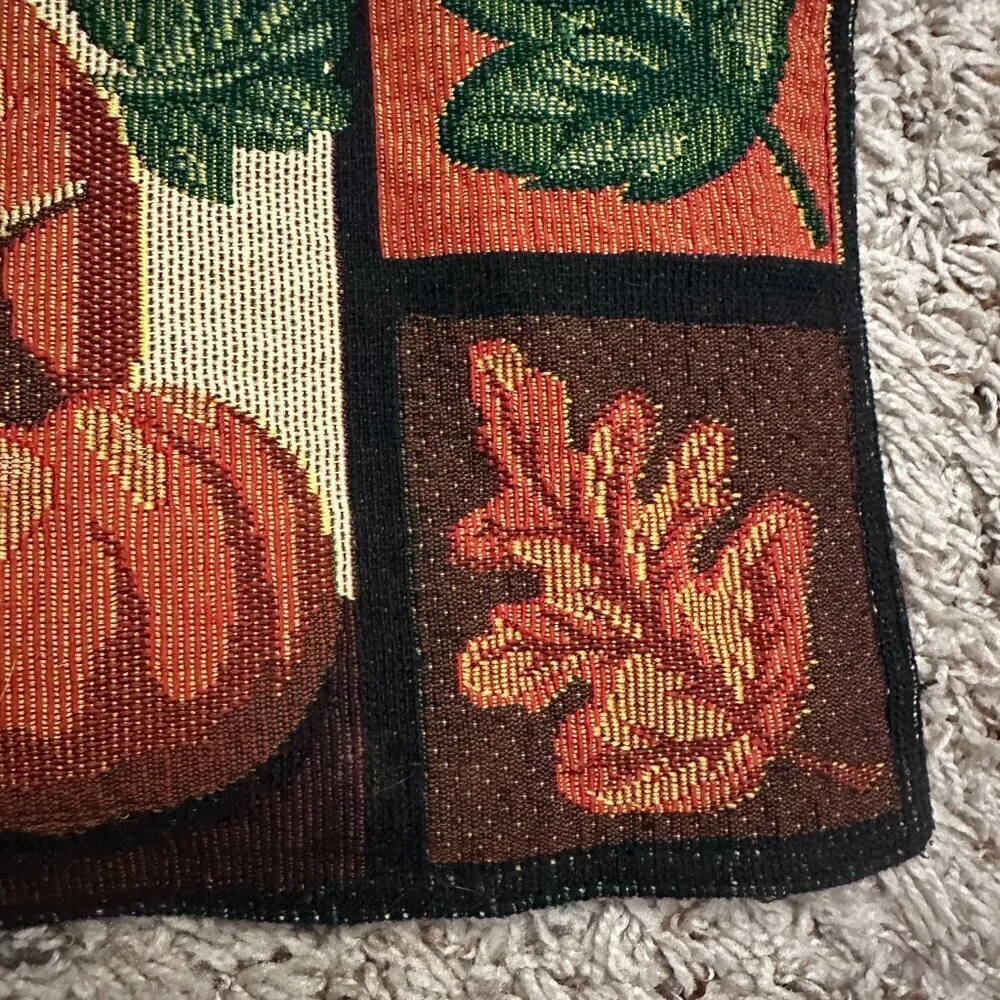 Vintage Fall Tapestry Placemats Lot of 2 Pumpkin Raven Autumn